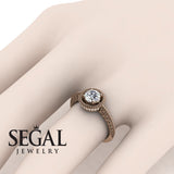 Unique Engagement Ring Diamond ring 14K Rose Gold Vintage Art Deco Victorian Edwardian Filigree