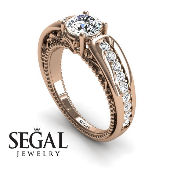 Unique Engagement Ring Diamond ring 14K Rose Gold Vintage Art Deco Victorian Edwardian Diamond 