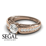 Unique Engagement Ring Diamond ring 14K Rose Gold Vintage Art Deco Victorian Edwardian Diamond 