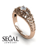 Unique Engagement Ring Diamond ring 14K Rose Gold Vintage Victorian Edwardian FiligreeDiamond 