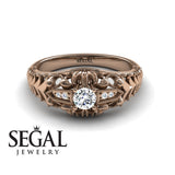 Unique Engagement Ring Diamond ring 14K Rose Gold Vintage Victorian Edwardian FiligreeDiamond 