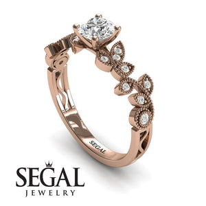 Unique Engagement Ring Diamond ring 14K Rose Gold Vintage Diamond 