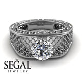 Unique Engagement Ring Diamond ring 14K White Gold Art Deco Diamond 