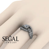 Unique Engagement Ring Diamond ring 14K White Gold Flowers And Leafs Diamond Diamond 