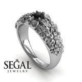 Unique Engagement Ring Diamond ring 14K White Gold Flowers Vintage Antique Black Diamond With Diamond 