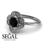 Unique Engagement Ring Diamond ring 14K White Gold Vintage Antique Victorian Black Diamond With Diamond 