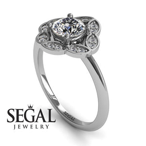Unique Engagement Ring Diamond ring 14K White Gold Vintage Antique Victorian Diamond 