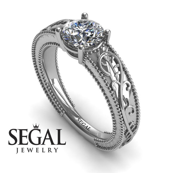 Unique Engagement Ring Diamond ring 14K White Gold Vintage Art Deco Antique Edwardian Diamond 