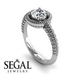 Unique Engagement Ring Diamond ring 14K White Gold Vintage Art Deco Victorian Edwardian Filigree