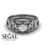 Unique Engagement Ring Diamond ring 14K White Gold Vintage FiligreeDiamond 