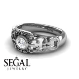 Unique Engagement Ring Diamond ring 14K White Gold Vintage FiligreeDiamond 