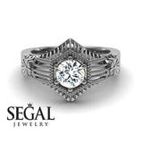Unique Engagement Ring Diamond ring 14K White Gold Vintage Victorian Edwardian FiligreeDiamond 