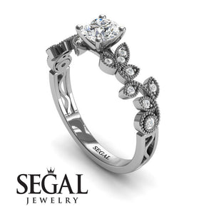 Unique Engagement Ring Diamond ring 14K White Gold Vintage Diamond 