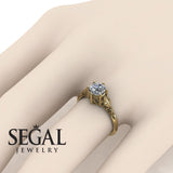 Unique Engagement Ring Diamond ring 14K Yellow Gold Antique Diamond 