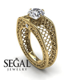 Unique Engagement Ring Diamond ring 14K Yellow Gold Art Deco Diamond 