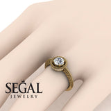Unique Engagement Ring Diamond ring 14K Yellow Gold Vintage Art Deco Victorian Edwardian Filigree