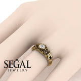 Unique Engagement Ring Diamond ring 14K Yellow Gold Vintage FiligreeDiamond 
