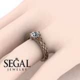 Unique Engagement ring 14K Rose Gold Vintage Ring Antique Art DecoDiamond 