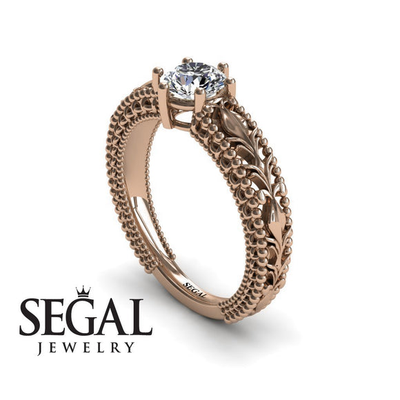 Unique Victorian Engagement ring 14K Rose Gold Art DecoAntique Victorian Diamond 