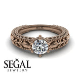 Unique Victorian Engagement ring 14K Rose Gold Art DecoAntique Victorian Diamond 