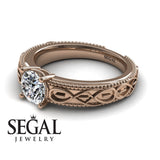 Unique Vintage Engagement ring 14K Rose Gold Vintage Ring Antique Edwardian FiligreeDiamond 
