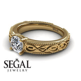 Unique Vintage Engagement ring 14K Yellow Gold Vintage Ring Antique Edwardian FiligreeDiamond 